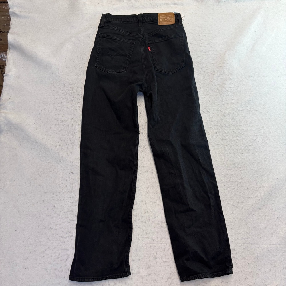 Levi's Ribcage Straight Ankle Jeans Womens 25 Black High Rise Denim